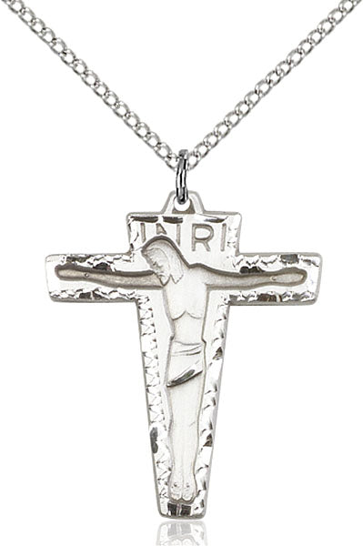 Sterling Silver Primative Crucifix Necklace Set