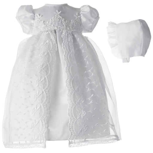Baptism Organza dress with embroidered split front skirt
