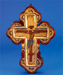 BYZANTINE HAND PAINTED CROSS ON CANVAS