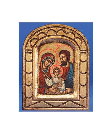 Hand Painted Gold Leaf Icon- Holy Family- 5-inch x 4-inch Icon