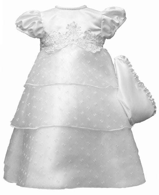 Baptism Organza triple-tiered dress with beaded appliqu