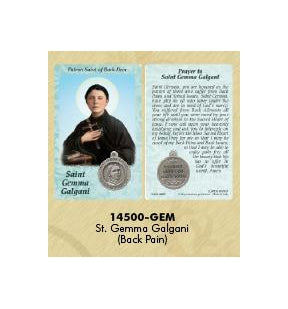 25-Pack - Healing Saint s Prayer Card with Pendant - Saint Gemma Galgani- Patron Saint of Back Pain
