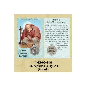 25-Pack - Healing Saint s Prayer Card with Pendant - Saint Alphonsus Ligouri - Patron Saint of Arthritis