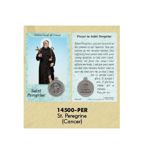 25-Pack - Healing Saint s Prayer Card with Pendant - Saint Peregrine - Patron Saint of Cancer