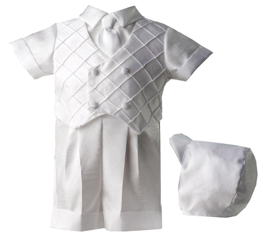 Baptism Shantung short with diamond pleated double breasted vest