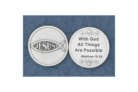 25-Pack - With God All Things are Possible (Matthew 19: 26) - Silver Plated