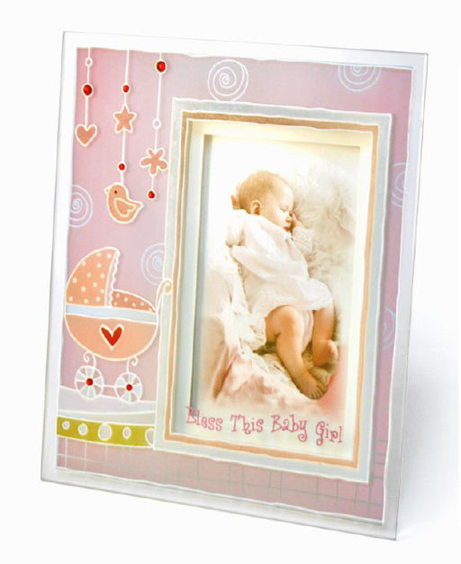 Baptism Girls Baptism painted 3D 'Bless This Baby' Glass Frame