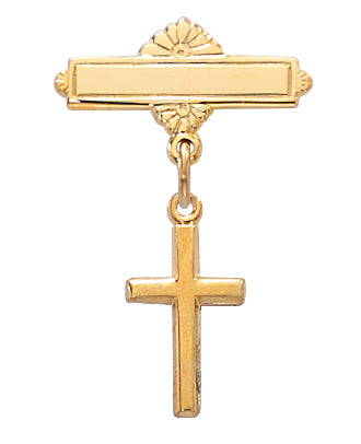Gold over Silver Cross Gold-plated Baby Pin