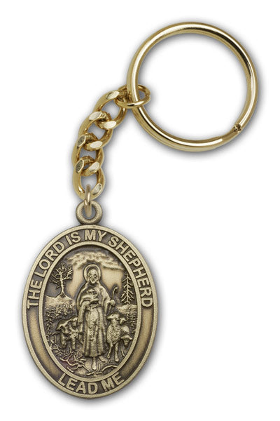 Antique Gold Lord Is My Shepherd Keychain
