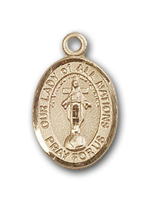14K Gold OUR LADY of All Nations Pendant