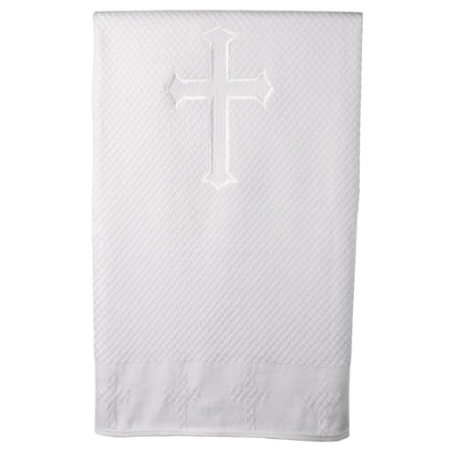 Baptism Acrylic blanket with embroidered cross in center and around border