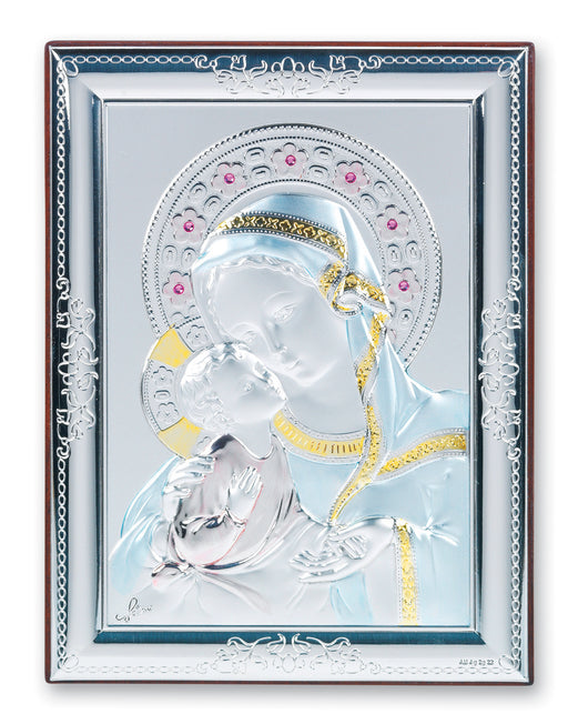 7-inch x 5-inch Sterling Silver Madonna and Child Plaque