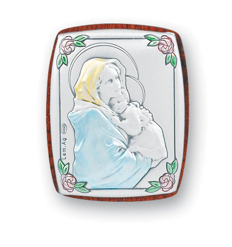 1 1/2-inch x 1 1/4-inch Sterling Silver Madonna of the Street Plaque