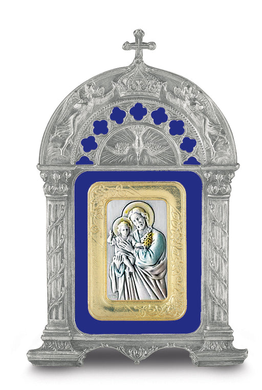 Antique Pewter Frame with Sterling Silver Saint Joseph Image