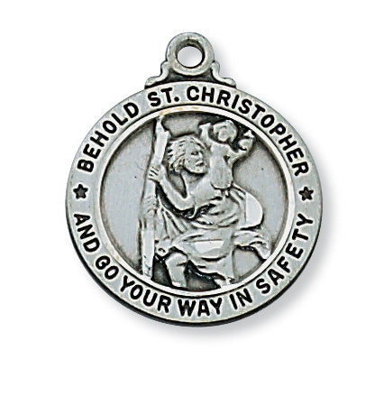 Antique Silver Saint Christopherwith 20-inch Chain