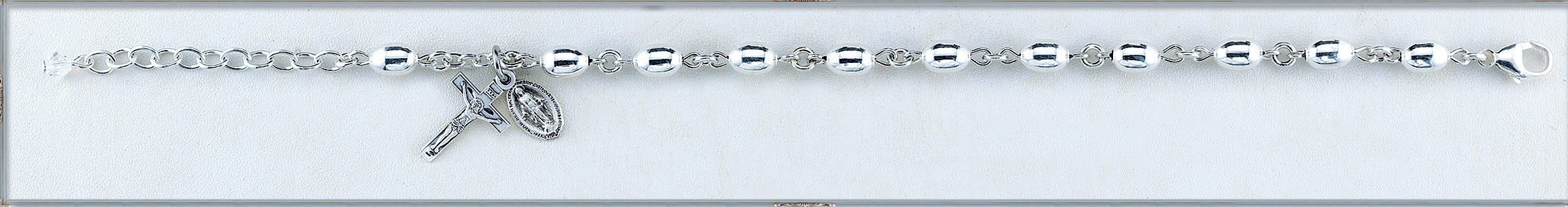6x9mm Sterling Silver Rosary Bracelet
