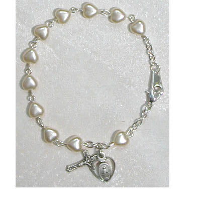 6 1/2-inch Pearl Heart Bracelet