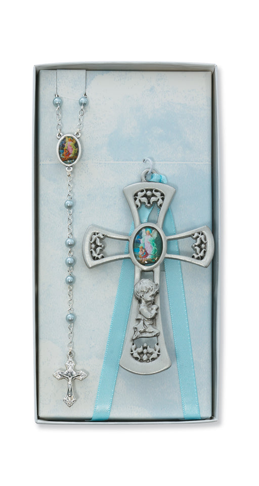 Pewter Boy Cross with G.A. Rosary Set