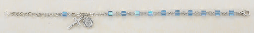 4mm Light Sapphire Swarovski Cube Rosary Bracelet