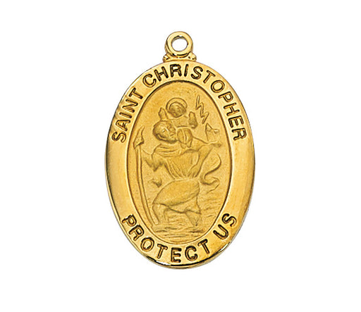Gold over Silver Saint Christopher 20 Chain and Box