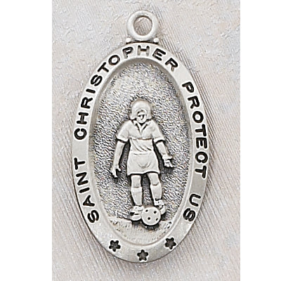 Sterling Silver Soccer Medal and Chain and Box