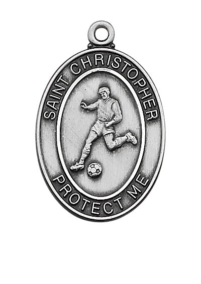Sterling Silver Soccer Medal Necklace Set