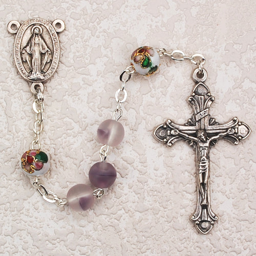 Purple Rosary with Wht Cloisonne