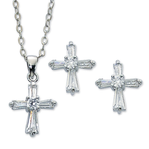 Cry Cross Pend and Earring Set