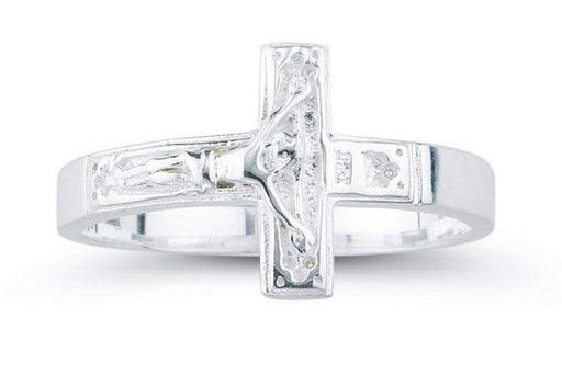 Small Sterling Silver Crucifix Ring Size 5