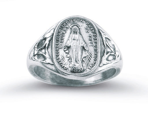 Sterling Silver Miraculous Medal Ring Size 11