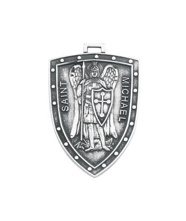 Sterling Silver Shield Shaped Saint Michael Medal