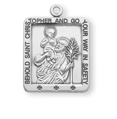 1 1/16-inch Sterling Silver Saint Christopher Medal with 24-inch Chain