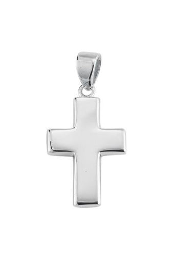 1-inch Sterling Silver Wide Plain Cross with 18-inch Chain