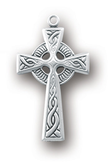 1 1/4-inch Sterling Silver Celtic Cross with 20-inch Chain