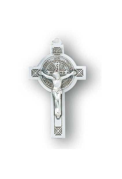 1 1/4-inch Sterling Silver Saint Benedict Crucifix with 18-inch Chain
