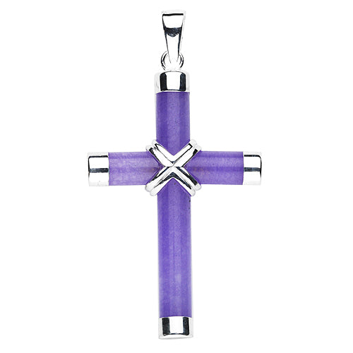 Genuine Amethyst Cross with 20-inch Chain