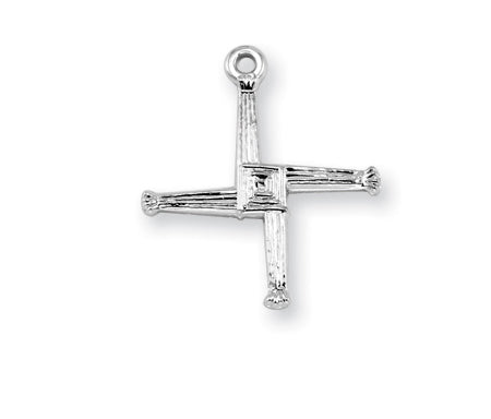 3/4-inch Sterling Silver Saint Brigid Cross with 18-inch Chain