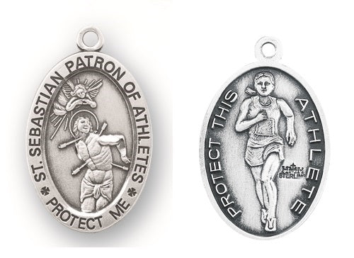 Sterling Silver Saint Sebastian Track Athlete Medal