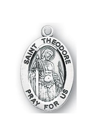 Sterling Silver Oval Shaped Saint Theodore Medal