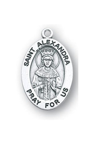 Sterling Silver Oval Shaped Saint Alexandra Medal
