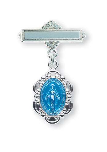 Sterling Silver Blue Enameled Baby Miraculous Medal