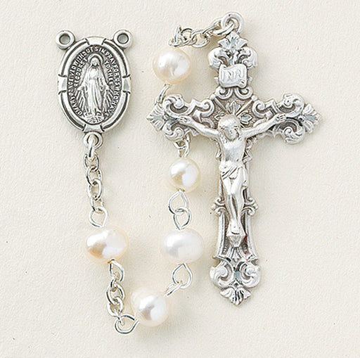 White Freshwater Pearl Rosary - Engravable