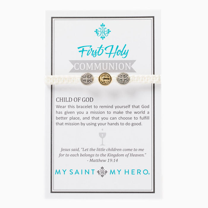First Holy Communion Child of God Bracelet and White - Mixed Metal
