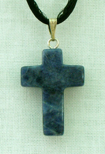 Sodalite (Blue) Natural Stone Cross Necklace 26-inch