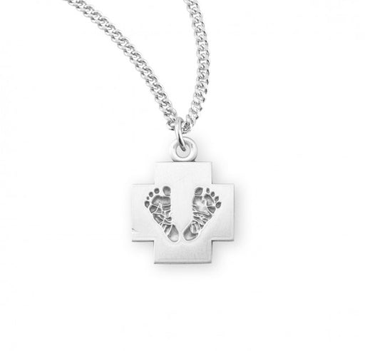 Sterling Silver Cross with Feet 18-inch Chain