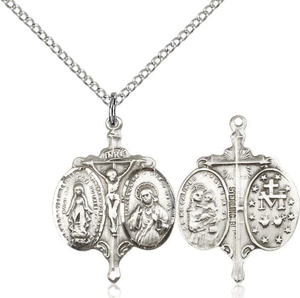 Sterling Silver Novena Necklace Set