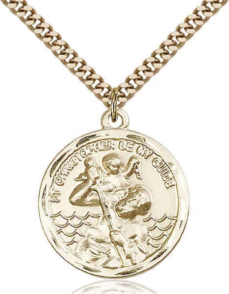 Round Gold-Filled Saint Christopher Necklace Set - Engrave it!