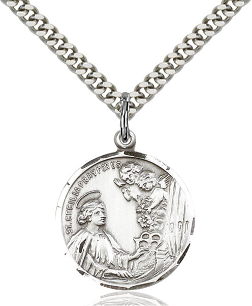 Sterling Silver Saint Cecilia Necklace Set