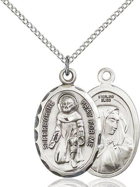 Sterling Silver Saint Peregrine Necklace Set
