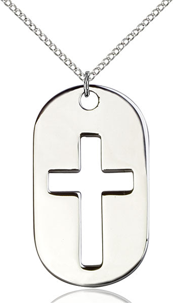 Sterling Silver Cross Dog Tag Necklace Set